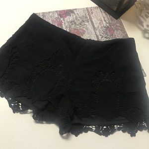 Black crochet shorts